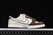 Nike SB Dunk Low Supreme-Style Sneakers in White and Brown