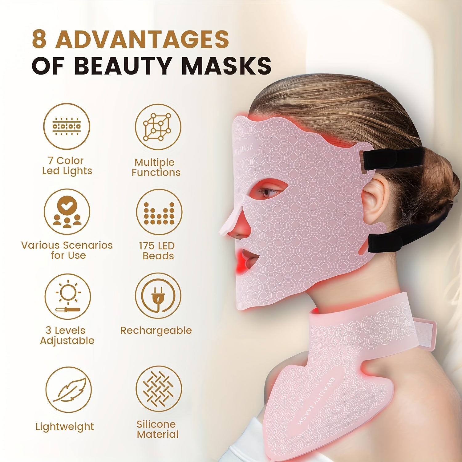 LED Beauty Mask for Home Use, Typically 10\u002F15\u002F20 Minutes, Convenient and Portable, USB, Best Choice for Mom and Girlfriend