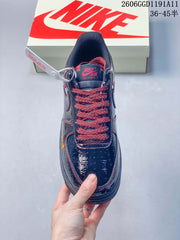 Nike Air Force 1 Low x Stüssy Black and Burgundy Sneakers