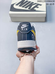 Nike Air Force 1 Low Baroque Swoosh Sneakers, Navy and Gold