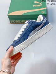 PUMA Suede XL Blue Suede Platform Sneakers