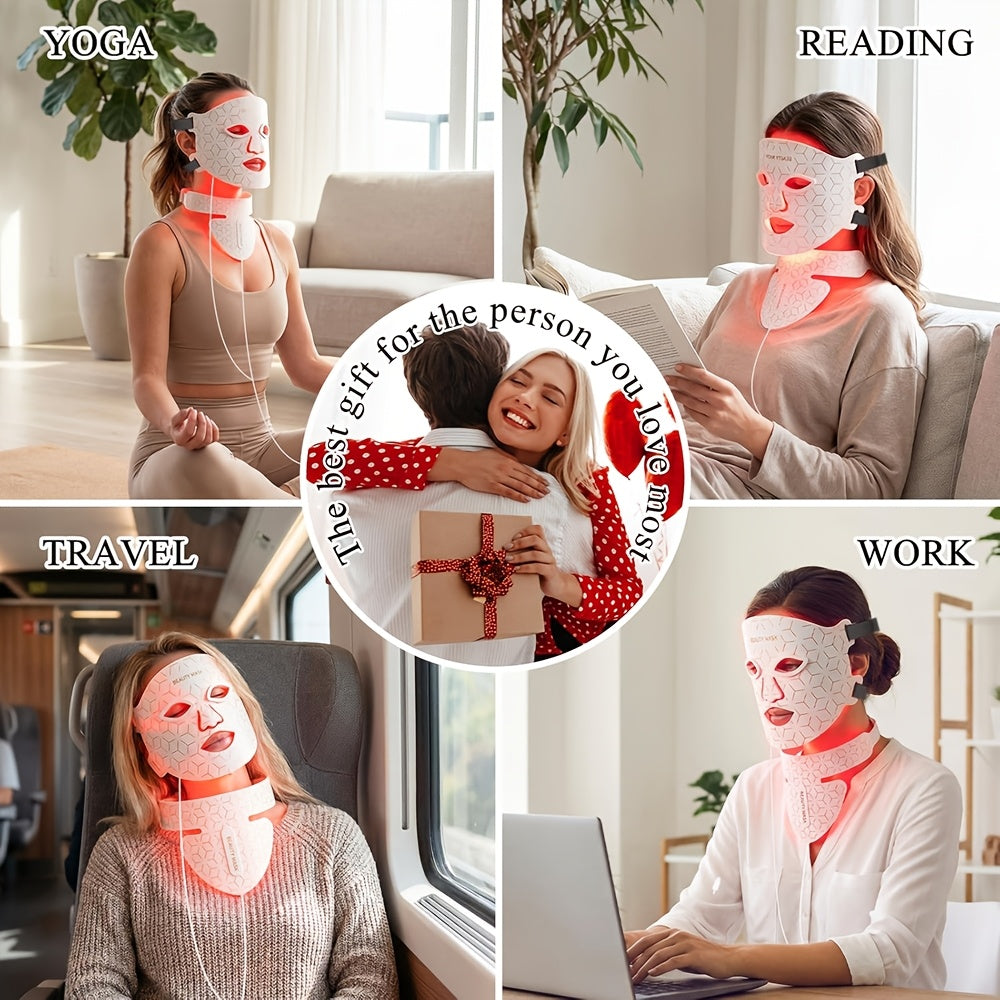 New 7-in-1 LED Color Light Mask Instrument, Suitable for Face, Neck And Chest (93+80) LED Lamp Beads, 1800mAh Rechargeable Lithium Battery, Controller Can Adjust The Light Color, Brightness And Time