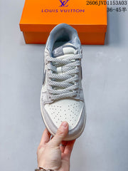 Nike Dunk Low Double Swoosh Sneakers in Grey and White