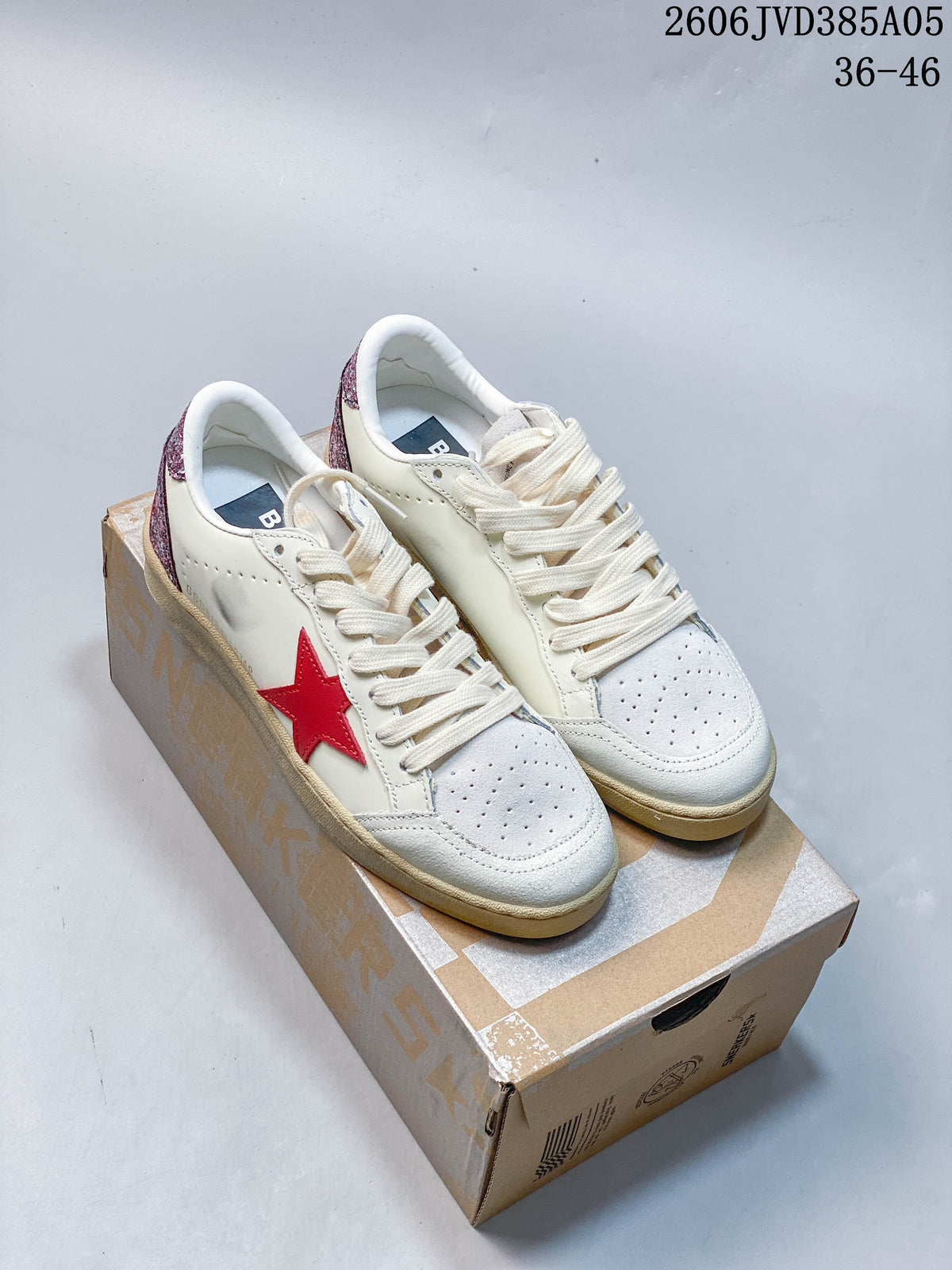 Golden Goose Super-Star Low-Top Sneakers, White and Red 06JVD385A05