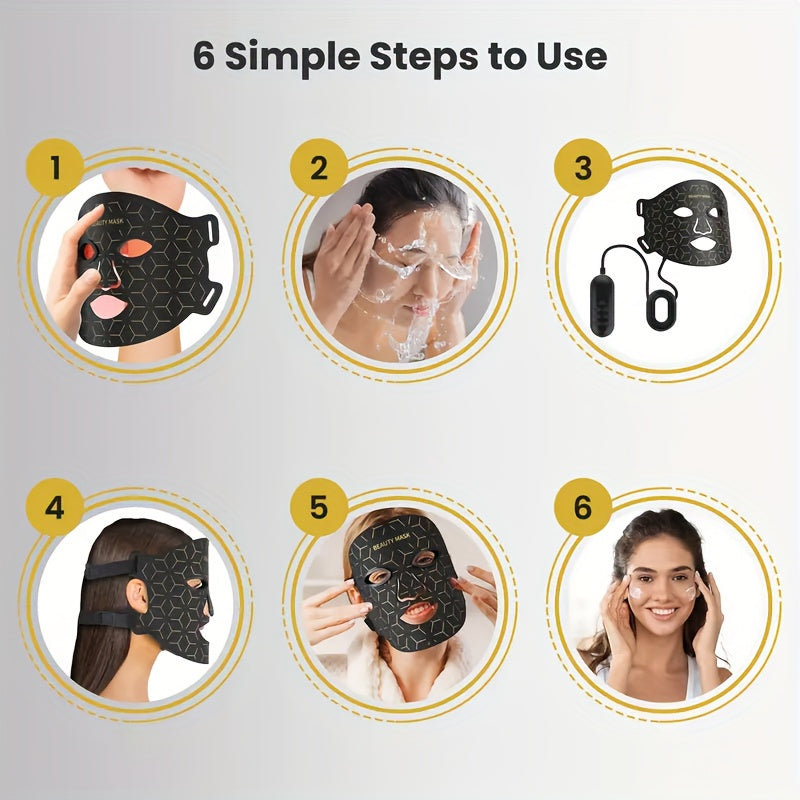7-in-1 LED Color Light Mask Instrument, Suitable for Face, Neck And Chest (93+80) LED Lamp Beads, 1800mAh Rechargeable Lithium Battery, Controller Can Adjust The Light Color, Brightness And Time, A Must-have Beauty Tool for Family Travel
