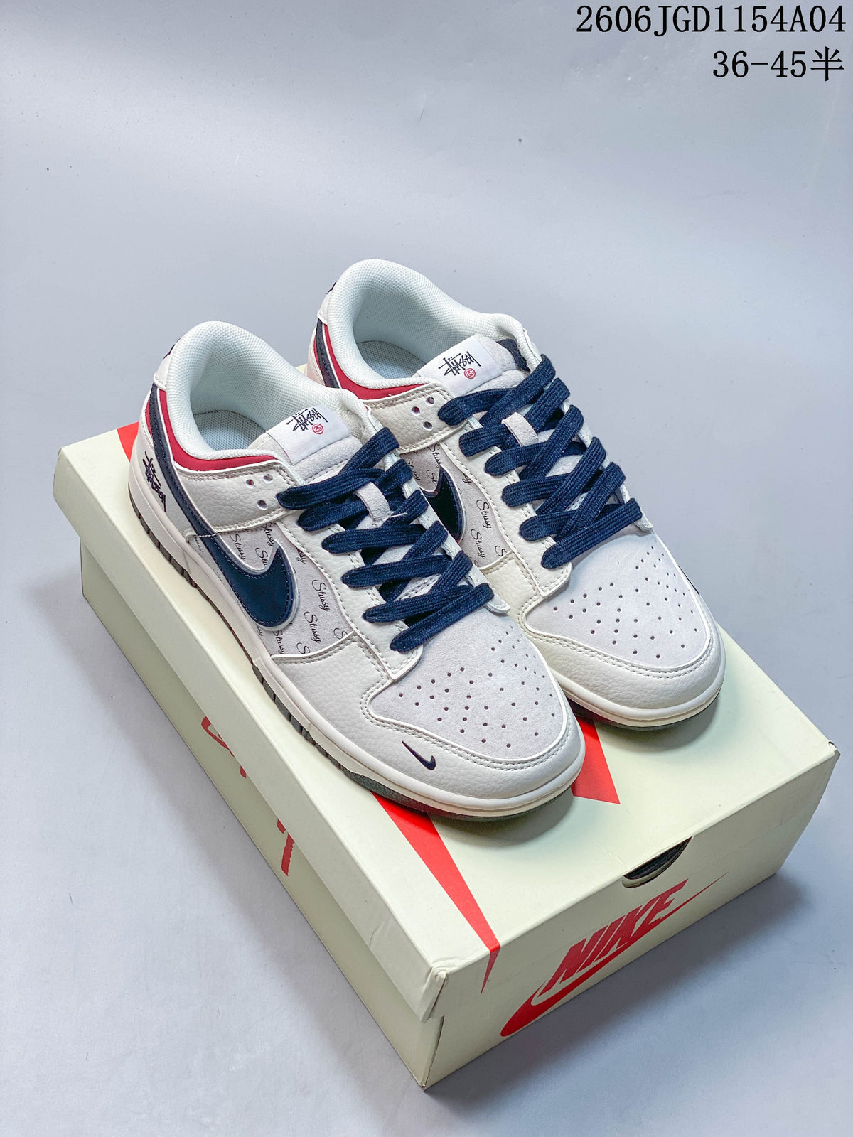 Nike SB Dunk Low Stüssy Collaboration Sneakers, Sail Navy Red