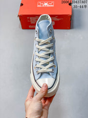 Converse 1970s High-Top Sneakers with Daisy Embroidery, Blue