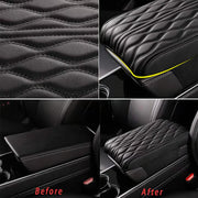 Leather Car Armrest Pad — Memory Foam Center Console Cover