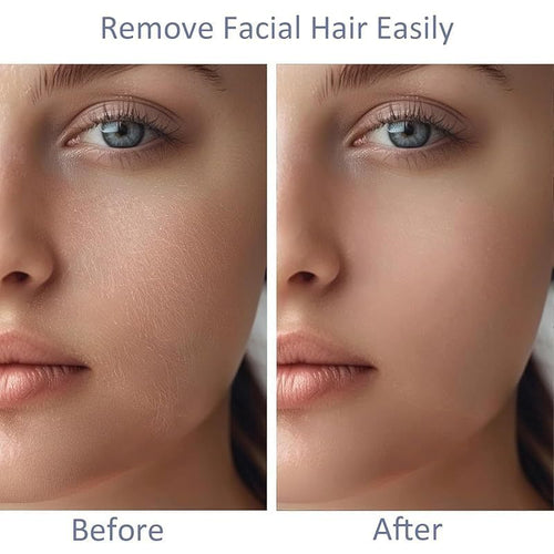 Electric Face Shaver for Women . Hair Removal Device for Women Chin . Lip . Peach Fuzz with 6 Pc Replacement Heads