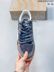Golden Goose Super-Star Low-Top Sneakers in Gray Glitter