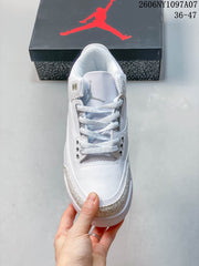 Jordan Air Jordan 3 White and Grey Mid-Top Sneakers