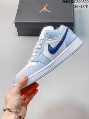 Nike Air Jordan 1 Low White and Light Blue Sneakers IB7109-005