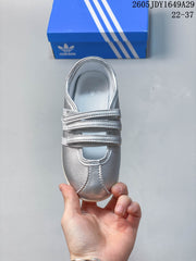 adidas Silver Three-Stripe Velcro Sneakers