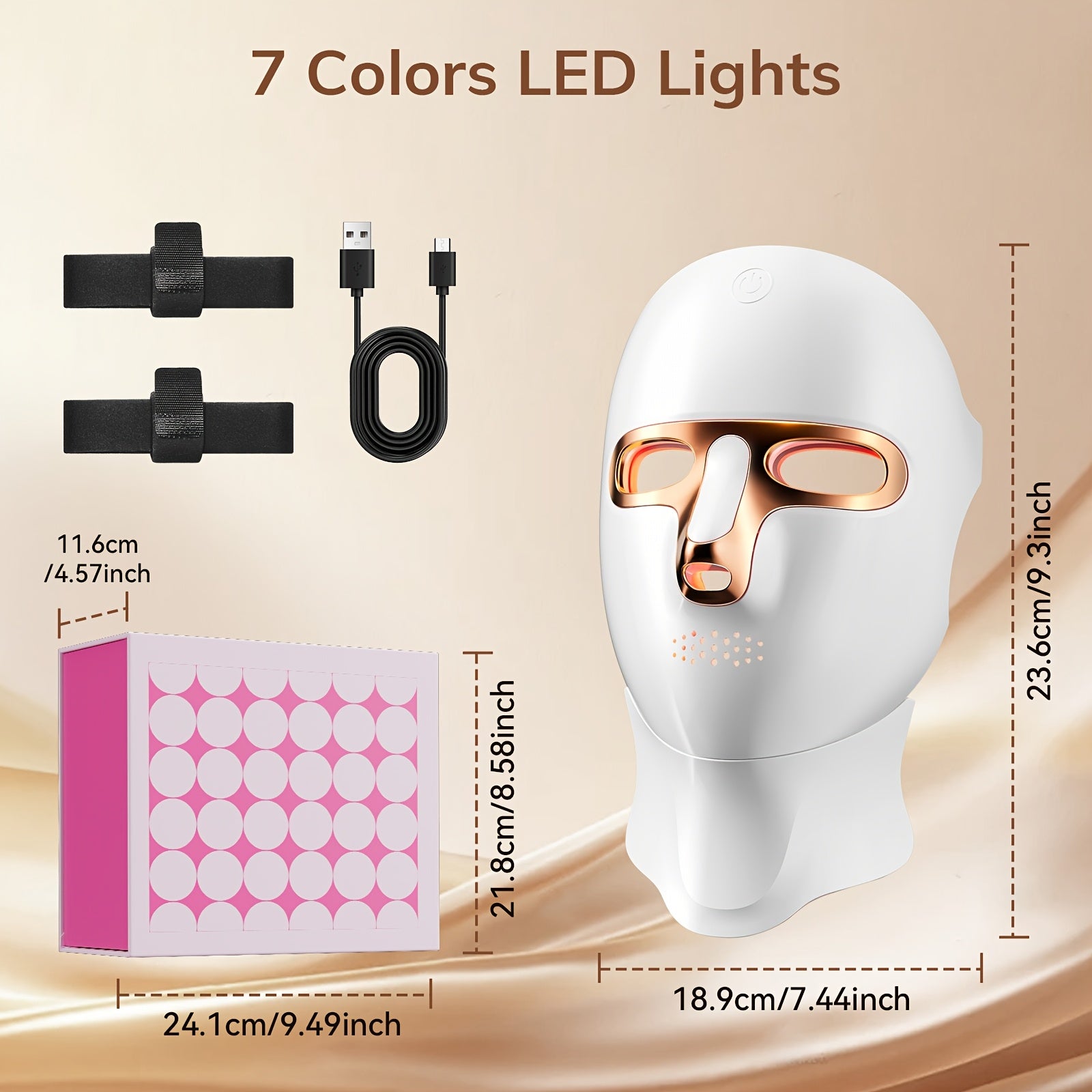 FDA Cleared Red Light Mask for Face And Neck, LED Facial Light, USB C Rechargeable, Infrared Mask for Home Work Travel Yoga, Limited Time Phototherapy Mask, Anti-wrinkle Beauty Photon Home Mask, Alternative to Beauty Salon