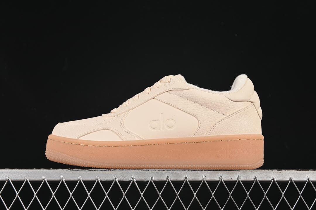 Alo Yoga Recovery Mode Low-Top Sneakers in Cream and Gum