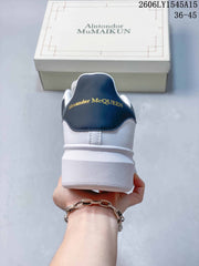 Alexander McQueen White Platform Sneakers with Navy Heel Tab