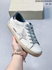 Golden Goose Super-Star White Low-Top Sneakers with Gray Star