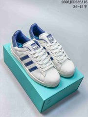 Adidas Originals Superstar White and Blue Sneakers