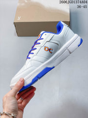 On THE Roger Clubhouse Sneakers in White, Blue and Orange