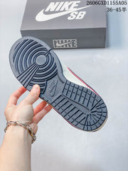Nike Dunk Low-Style Sneakers in Cream, Navy and Red