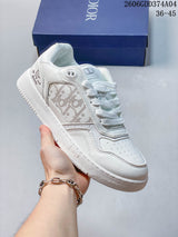 Dior Low-Top Sneakers in White with Patterned Side Panels