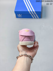 Adidas Three-Stripe Kids Sneakers in Pink with Hook-and-Loop Straps