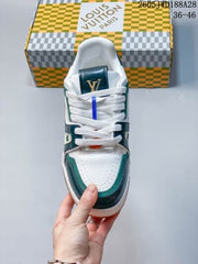 Louis Vuitton Trainer Low Sneaker in White and Green