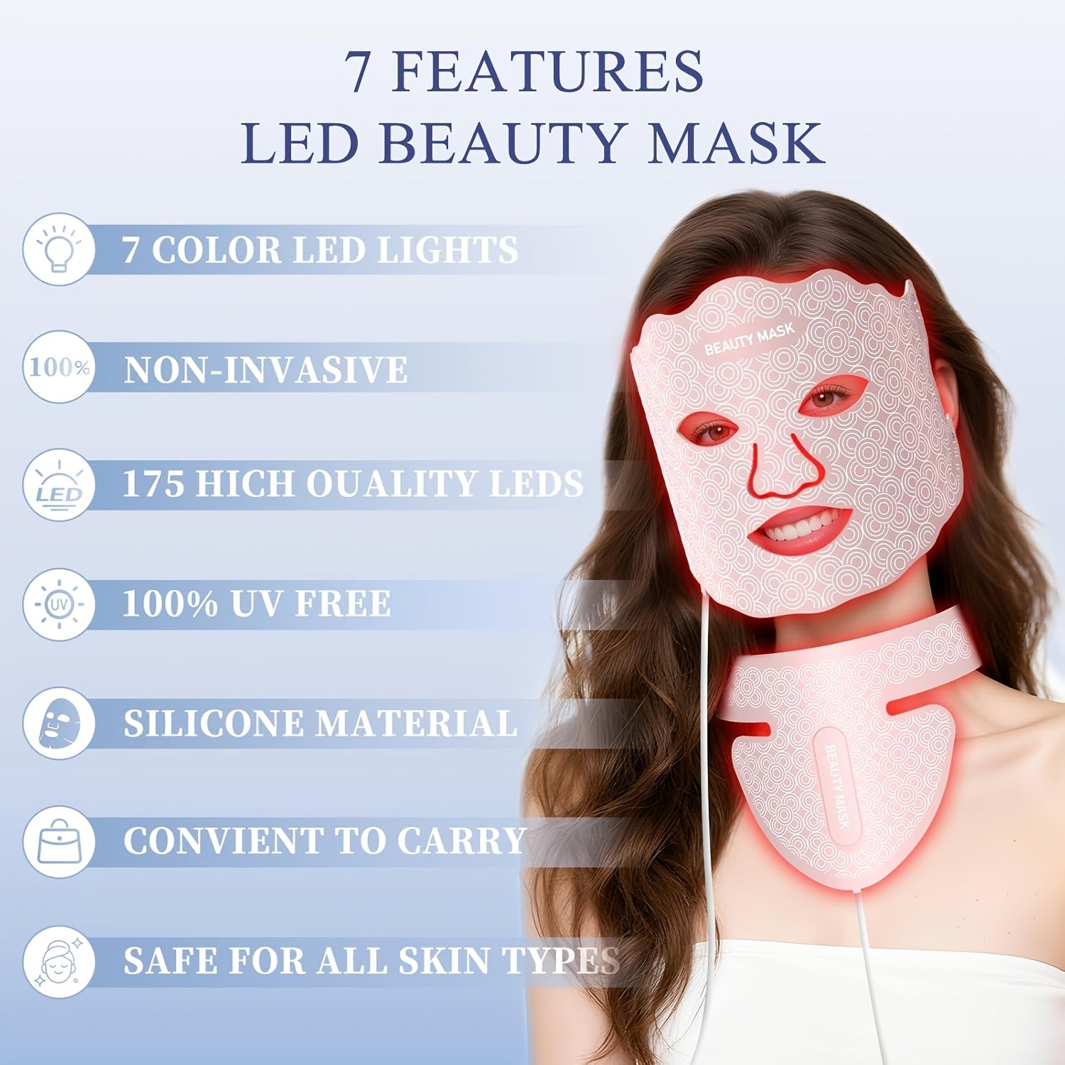 LED Beauty Mask for Home Use, Typically 10\u002F15\u002F20 Minutes, Convenient and Portable, USB, Best Choice for Mom and Girlfriend