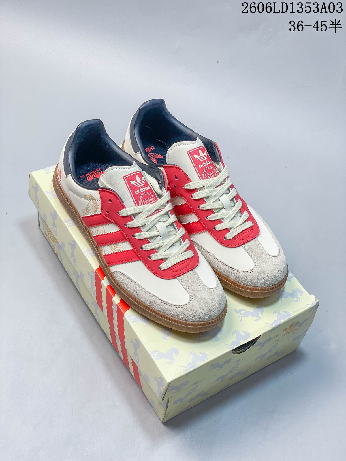adidas Originals Gazelle Indoor Sneakers in White and Red