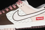 Nike SB Dunk Low Supreme-Style Sneakers in White and Brown