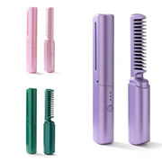 Mini Cordless Hair Straightener Brush – Ceramic Comb, USB Rechargeable, All Hair Types