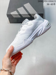 Adidas Barricade 13 Tennis Shoes, White and Silver