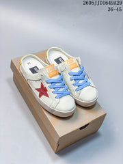 Golden Goose Super-Star White Sneakers with Red Glitter Star
