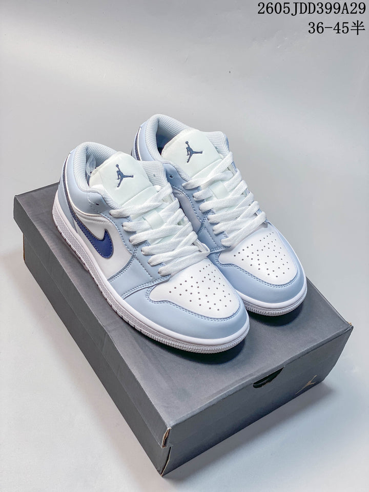 Nike Air Jordan 1 Low White and Light Blue Sneakers IB7109-005