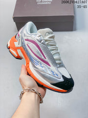 Raf Simons Cylon-21 Low-Top Sneakers, Silver and Orange