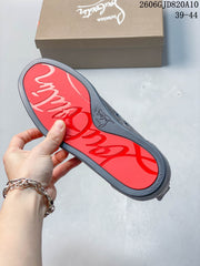 Christian Louboutin Grey Studded Low-Top Sneakers