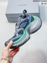 Balenciaga Hamptons Worn-Out Sneakers, Gray and Green