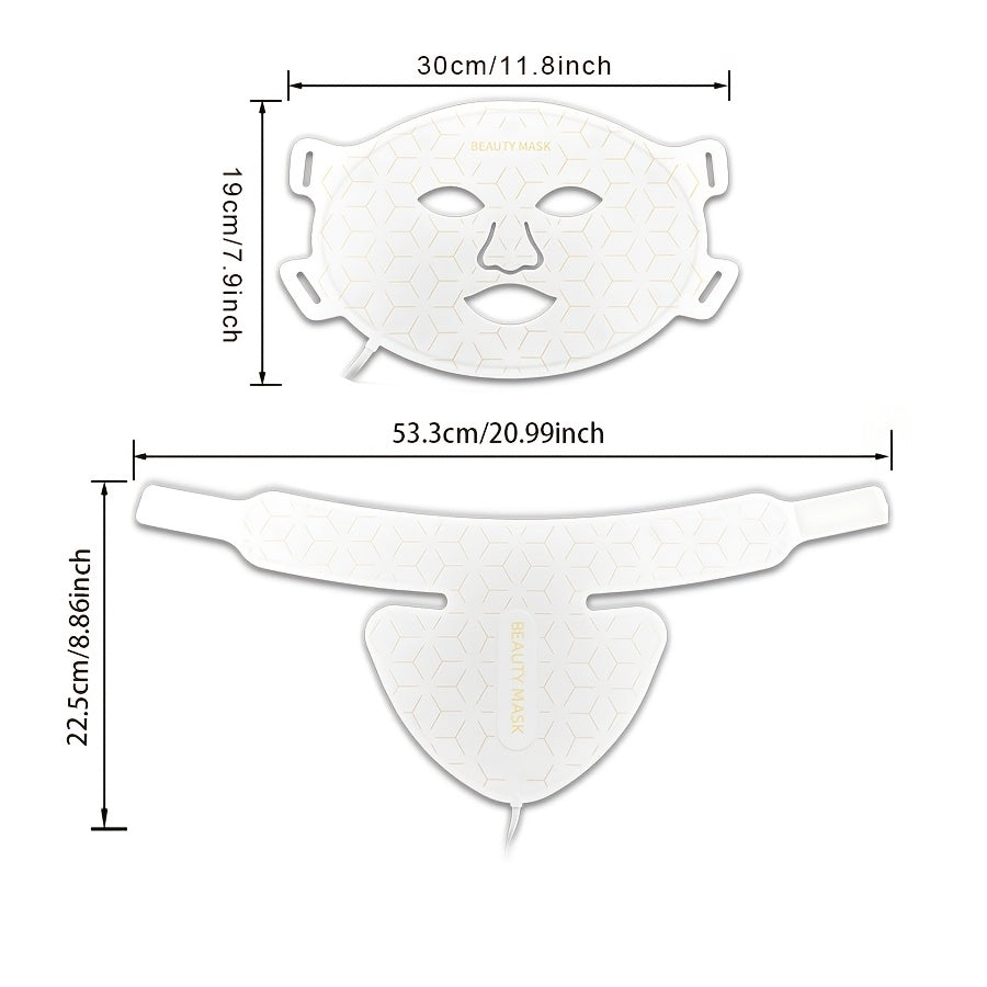 New 7-in-1 LED Color Light Mask Instrument, Suitable for Face, Neck And Chest (93+80) LED Lamp Beads, 1800mAh Rechargeable Lithium Battery, Controller Can Adjust The Light Color, Brightness And Time