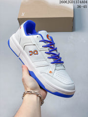 On THE Roger Clubhouse Sneakers in White, Blue and Orange