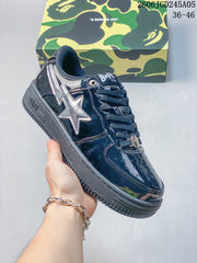 BAPE STA Low-Top Sneakers in Navy and Silver