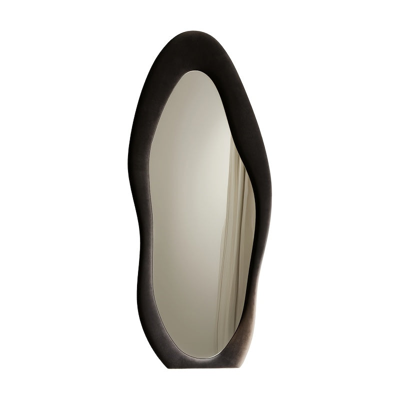 Irregular Velvet Frame Full Length Mirror Safe Rounded Corner for Kids Room (Milk Tea, White, Black, Green, Pink, Blue)