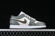 Air Jordan 1 Low Sneakers in White and Olive Green
