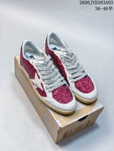 Golden Goose Super-Star Sneakers, White and Pink Glitter