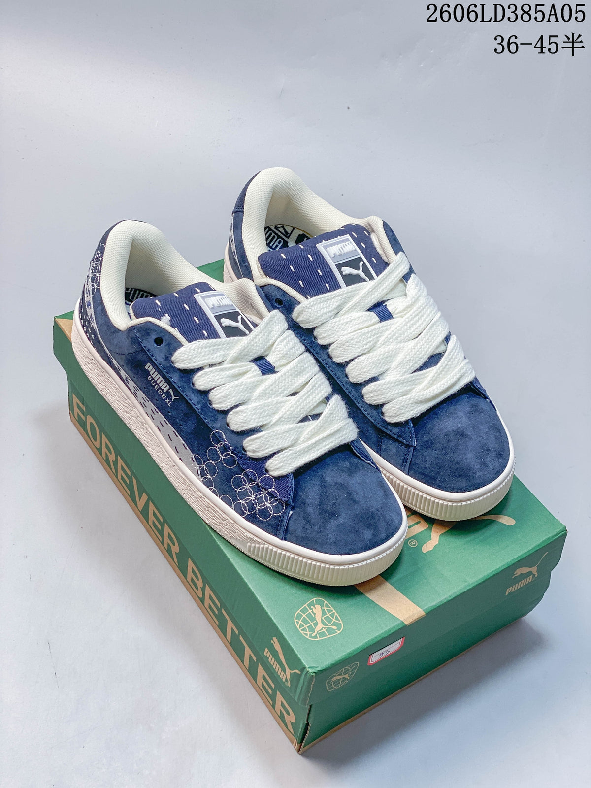 PUMA Suede XL Blue Suede Platform Sneakers