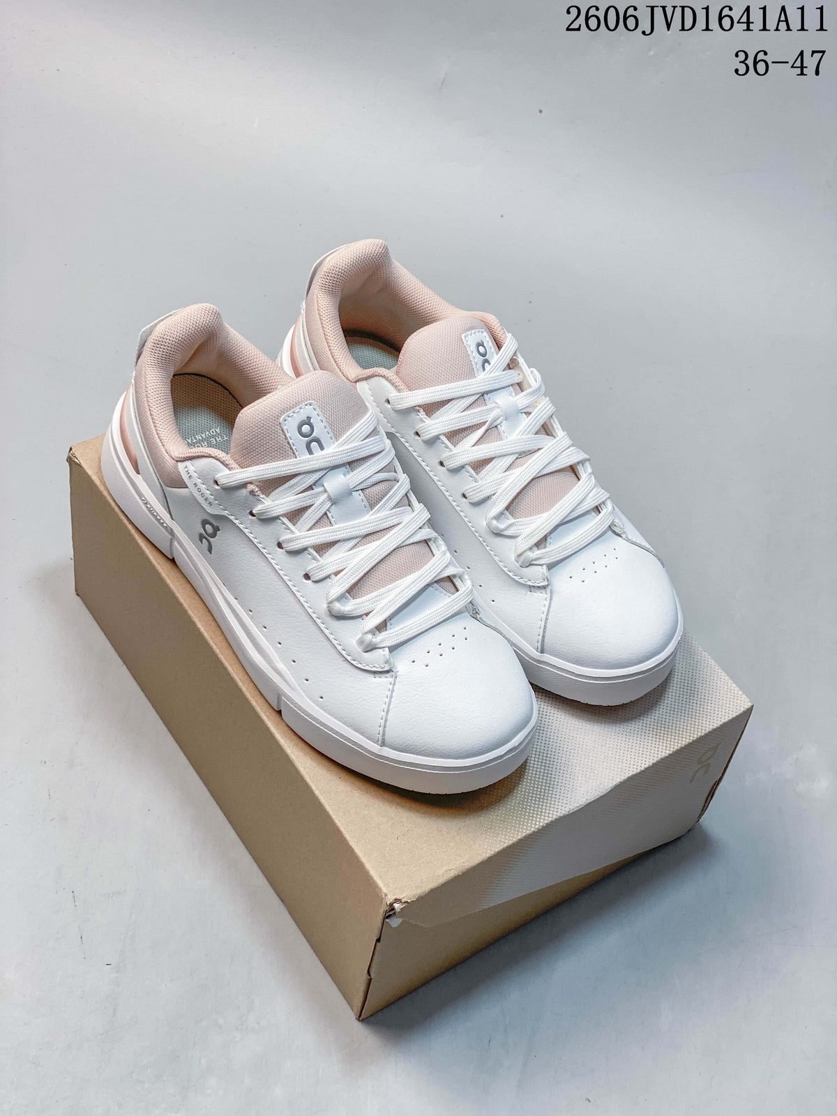 On Court Sneakers in White and Blush Pink