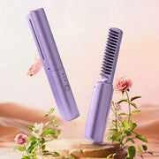 Mini Cordless Hair Straightener Brush – Ceramic Comb, USB Rechargeable, All Hair Types