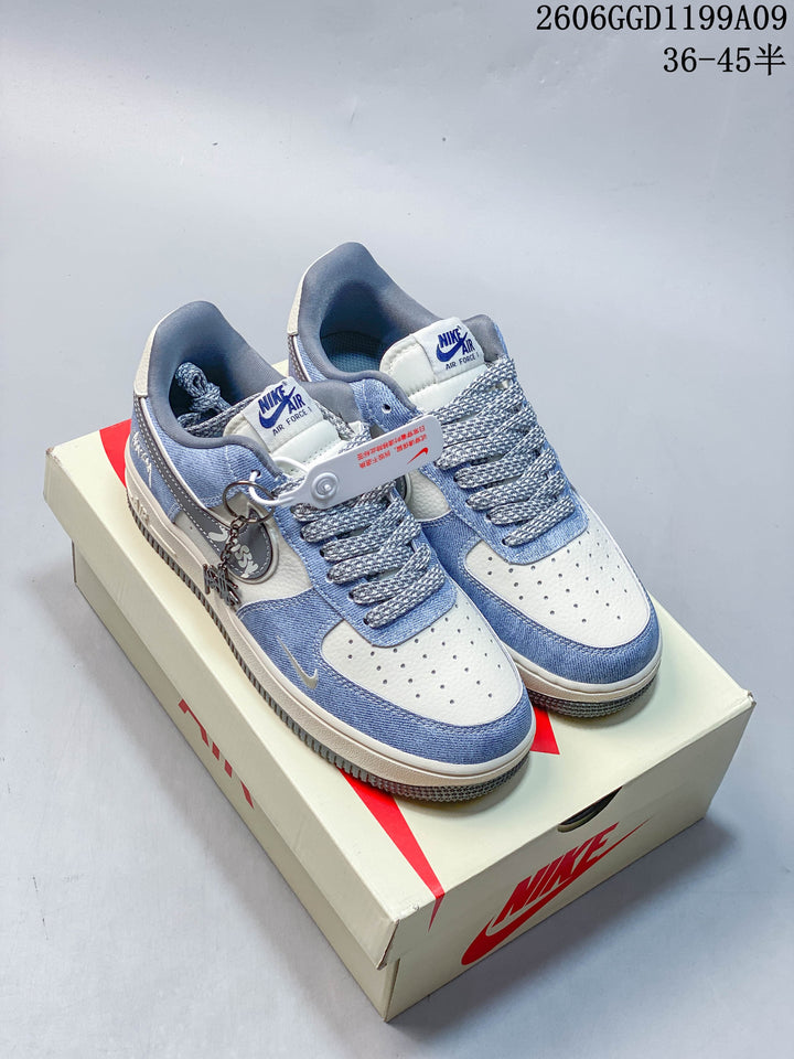 Nike Air Force 1 Low x Stüssy Blue Denim-Style Sneakers