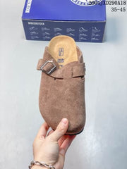 Birkenstock Boston Suede Clogs Brown Adjustable Buckle