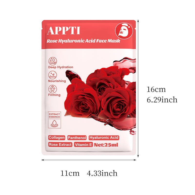 100pcs Moisturizing Collagen Face Mask, Rose Mask Sheet Overnight with Hyaluronic Acid and Niacinamide, Facial Mask Sheet, Deep Hydration, Firming for Dry Skin, Skincare Products, Valentine's Days Gift Set
