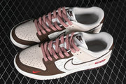 Nike SB Dunk Low Supreme-Style Sneakers in White and Brown